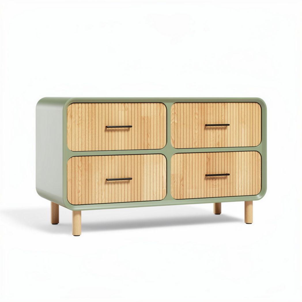 Komoda z drewna bambusowego i płyty MDF w kolorze zielonym 80 x 40 x 50cm