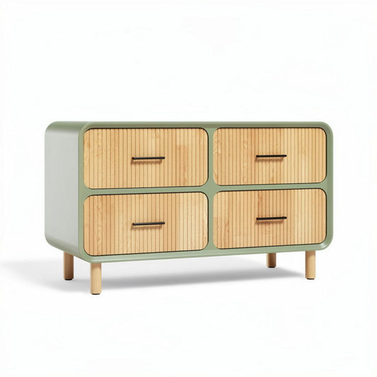 Komoda z drewna bambusowego i płyty MDF w kolorze zielonym 80 x 40 x 50cm