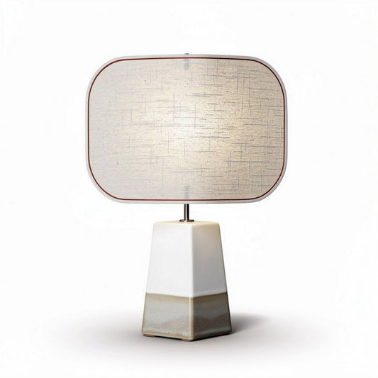 Lampa stołowa z materiałowym kloszem w kolorze beżowym 15 x 15 x 30cm