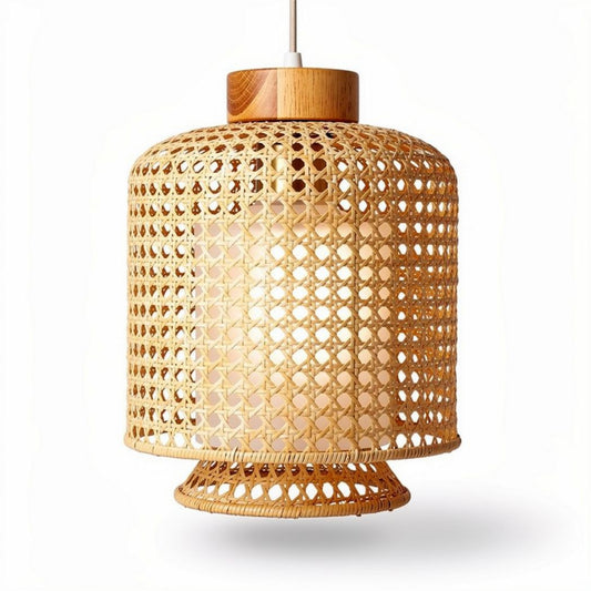 Lampa wisząca z rattanu w kolorze naturalnym średnica 30 cm wysokość 40 cm